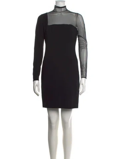 Pre-owned Akris Mock Neck Mini Dress In Black