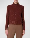 AKRIS MOCK-NECK SEQUIN WOOL-CASHMERE SWEATER