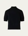 Akris Mock-neck Short-sleeve Cashmere Sweater In Black