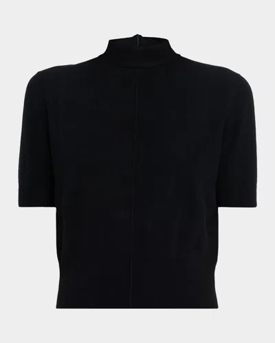 Akris Mock-neck Short-sleeve Cashmere Sweater In Black