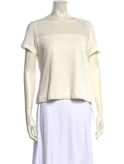 Pre-owned Akris Mock Neck Short Sleeve Crop Top In Neutral