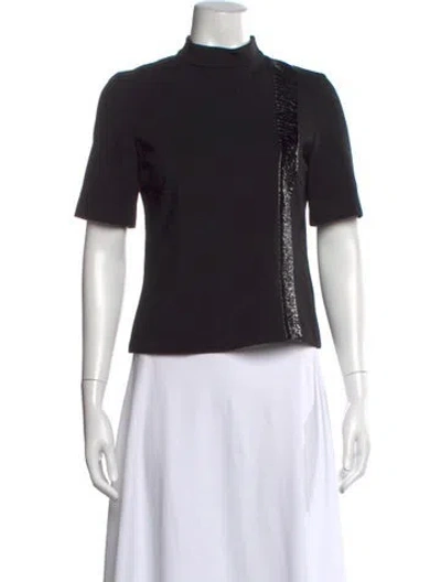 Pre-owned Akris Mock Neck Short Sleeve Top In Black