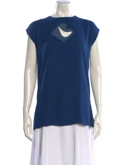 Pre-owned Akris Mock Neck Short Sleeve T-shirt In Blue