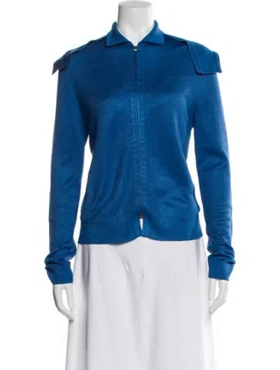 Pre-owned Akris Mock Neck Sweater In Blue