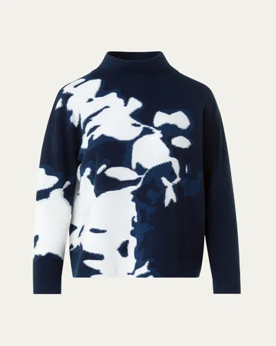 Akris Mock-neck Wildflower Cashmere Sweater