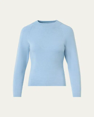 Akris Mock-neck Cashmere-silk Raglan-sleeve Sweater In Powder Blue