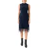 Akris Mosaic Wool Blend Sheath Dress In Blue