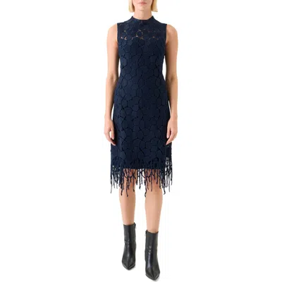 Akris Mosaic Wool Blend Sheath Dress In Blue