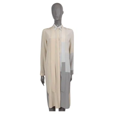 Pre-owned Akris Multi Pastel Silk 2020 Colorblock Shirt Dress 34 Xs In Gray