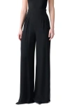 Akris Myriam Pleated High Waist Silk Georgette Wide Leg Pants