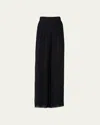 Akris Myriam Pleated Wide-leg Silk Pants In Black