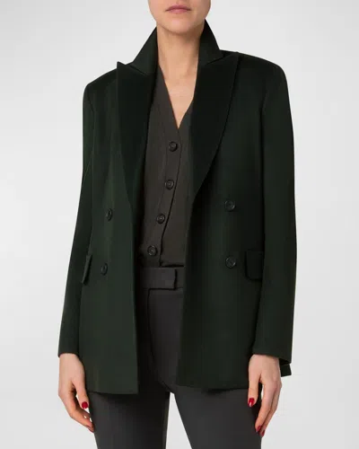 Akris Nadine Cashmere Double-breasted Jacket In Kale Green