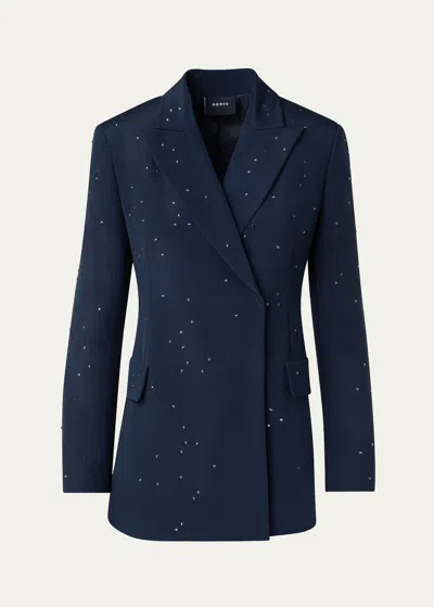 Akris Nadine Swarovski Stars Silk Jacket In Navy