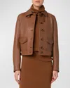 Akris Nappa Leather Short Bomber Jacket In Vicuna