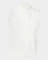 Akris Neck-tie Cashmere Sleeveless Sweater In White