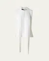 Akris Neck-tie Stonewash Twisted Linen-blend Sleeveless Blouse In Ecru
