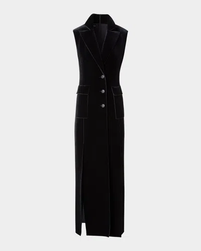 Akris Neoprene Velvet Tuxedo Gown In Black