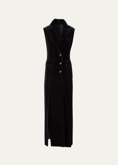 Akris Neoprene Velvet Tuxedo Gown In Black