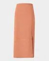 Akris Nubuck Leather Midi Pencil Skirt In Sienna