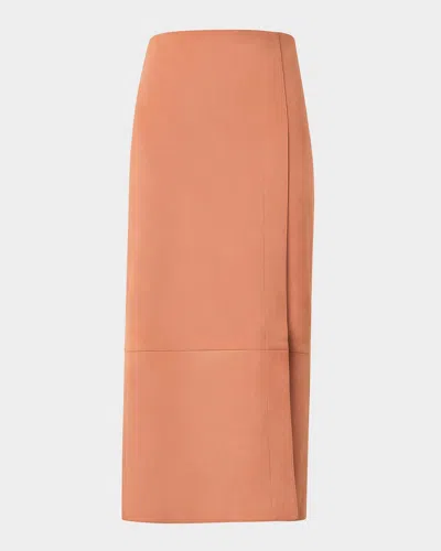 Akris Nubuck Leather Midi Pencil Skirt In Sienna