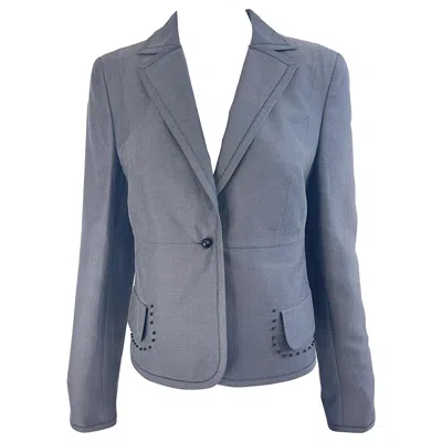 Pre-owned Akris Nwt  $3k Size 8 Grey Black Beaded Silk Cotton 2000s Blazer Jacket Saks 5th In Gray