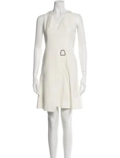 Pre-owned Akris One-shoulder Mini Dress In White