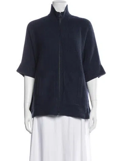 Pre-owned Akris Open Front Sweater In Blue