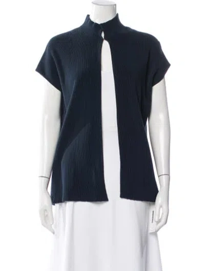 Pre-owned Akris Open Front Sweater In Blue