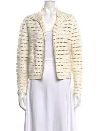 Pre-owned Akris Open Front Sweater In White