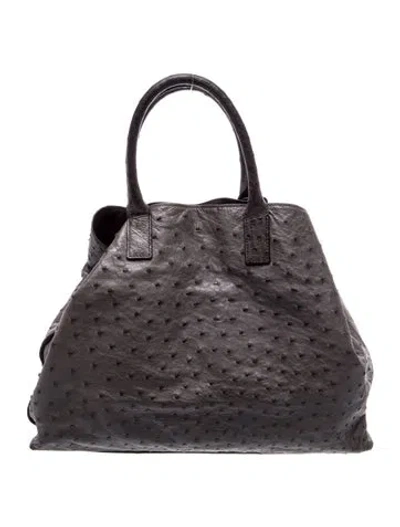 Pre-owned Akris Ostrich Top Handle Bag In Gray