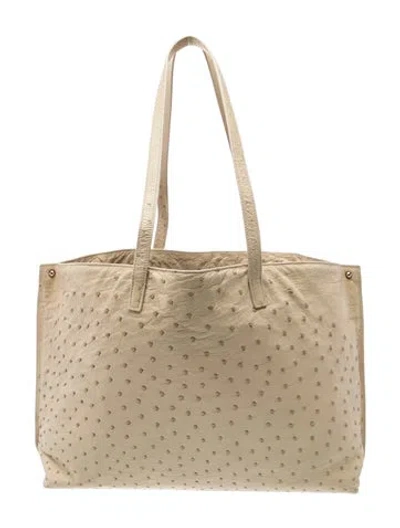 Pre-owned Akris Ostrich Tote In Neutrals