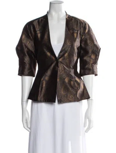 Pre-owned Akris Paisley Print Blazer In Gold