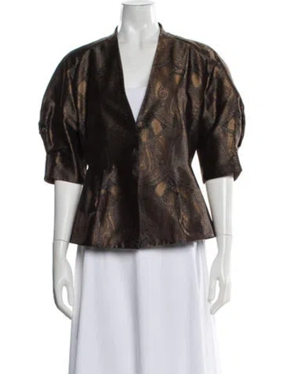Pre-owned Akris Paisley Print Jacket In Gold