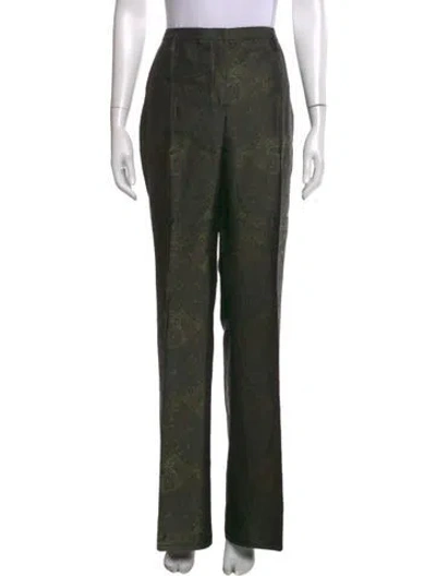 Pre-owned Akris Paisley Print Straight Leg Pants In Green