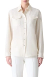 Akris Panama Cashmere & Silk Snap-up Shirt In White