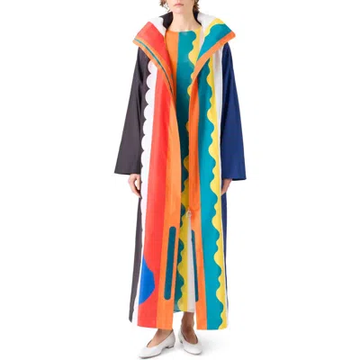 Akris Paravent Print Hooded Taffeta Coat In Multi