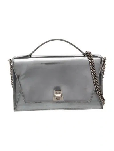 Pre-owned Akris Patent Leather Crossbody Bag In Metallic/silver