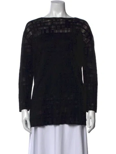 Pre-owned Akris Patterned Bateau Neckline Sweater In Black