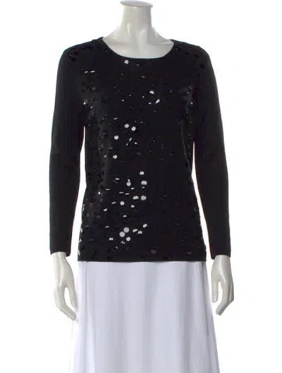 Pre-owned Akris Patterned Crew Neck Sweater In Black