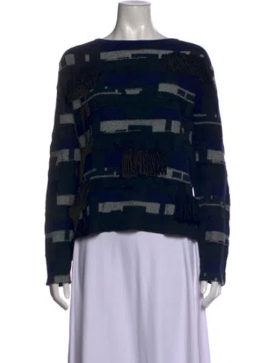 Pre-owned Akris Patterned Crew Neck Sweater In Black