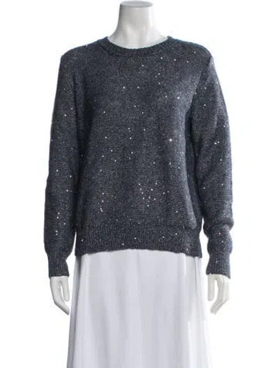 Pre-owned Akris Patterned Crew Neck Sweater In Blue