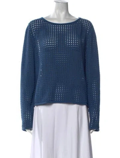 Pre-owned Akris Patterned Crew Neck Sweater In Blue