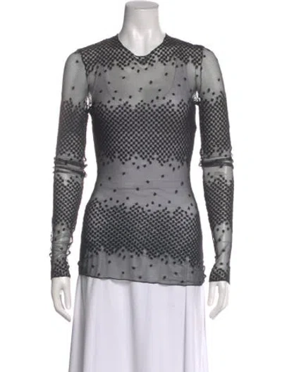 Pre-owned Akris Patterned Crew Neck Top In Black