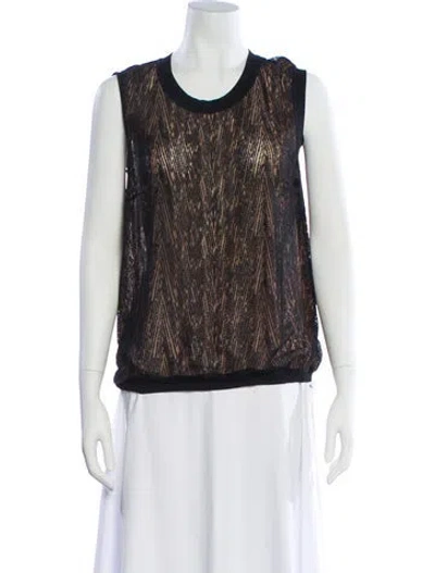 Pre-owned Akris Patterned Crew Neck Top In Black