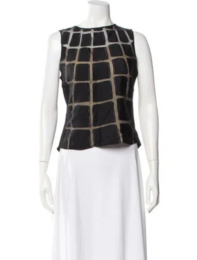 Pre-owned Akris Patterned Crew Neck Top In Black