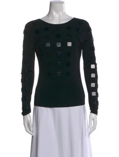 Pre-owned Akris Patterned Crew Neck Top In Black