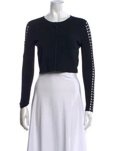 Pre-owned Akris Patterned Crew Neck Top In Black