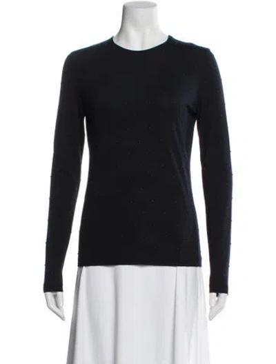Pre-owned Akris Patterned Crew Neck Top In Blue