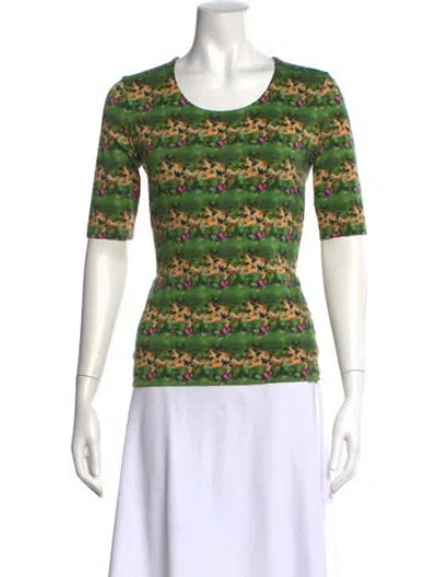 Pre-owned Akris Patterned Crew Neck Top In Green