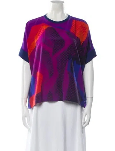Pre-owned Akris Patterned Crew Neck Top In Purple